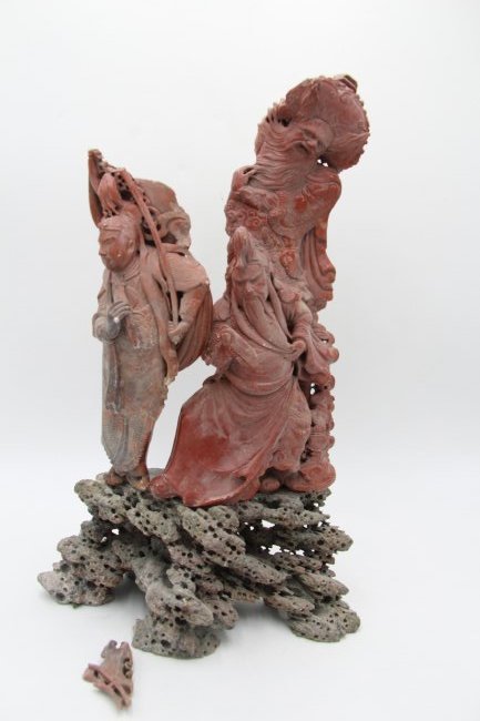 Beautiful Chinese 3 Piece Soapstone Statue (1 of 6)