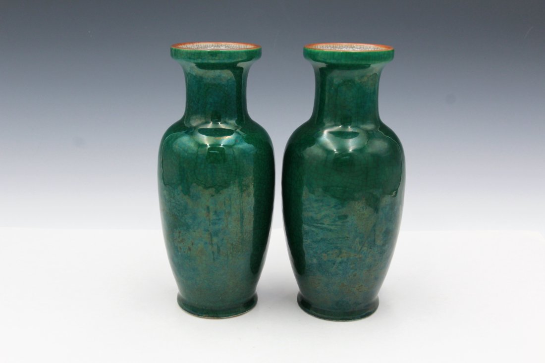 Pair of Antique Chinese Emerald Vases (1 of 5)