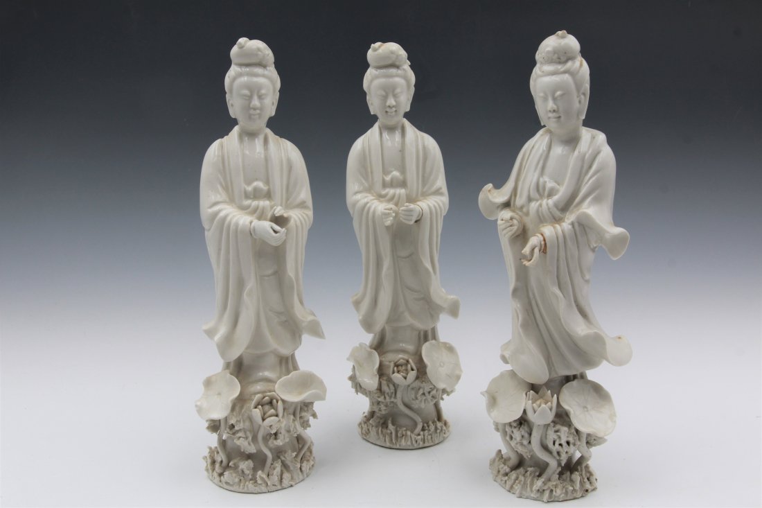 Blanc de Chine Three Sisters Porcelain Statues (1 of 10)