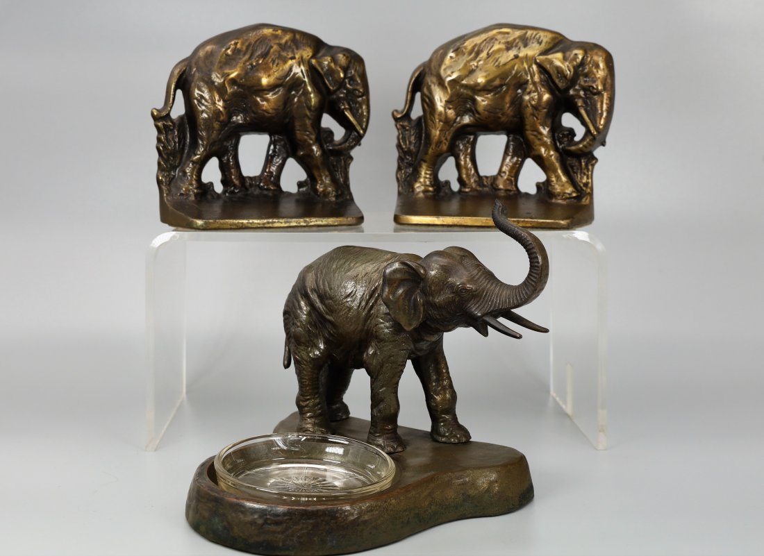 Vintage Bronze Elephant Bookends and Sculpture (1 of 6)