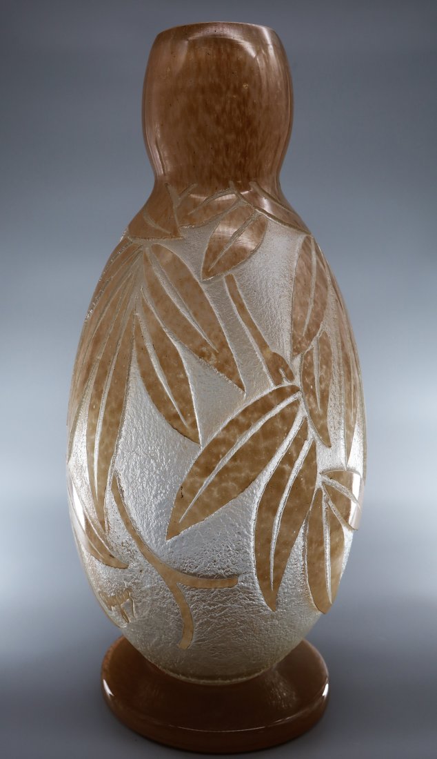 Degue Art Deco Amber Cameo Glass Vase (1 of 4)