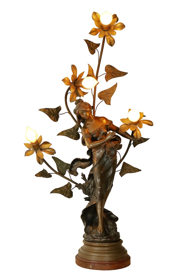 Antique Auguste Moreau Metal Sculpture Lamp (1 of 12)
