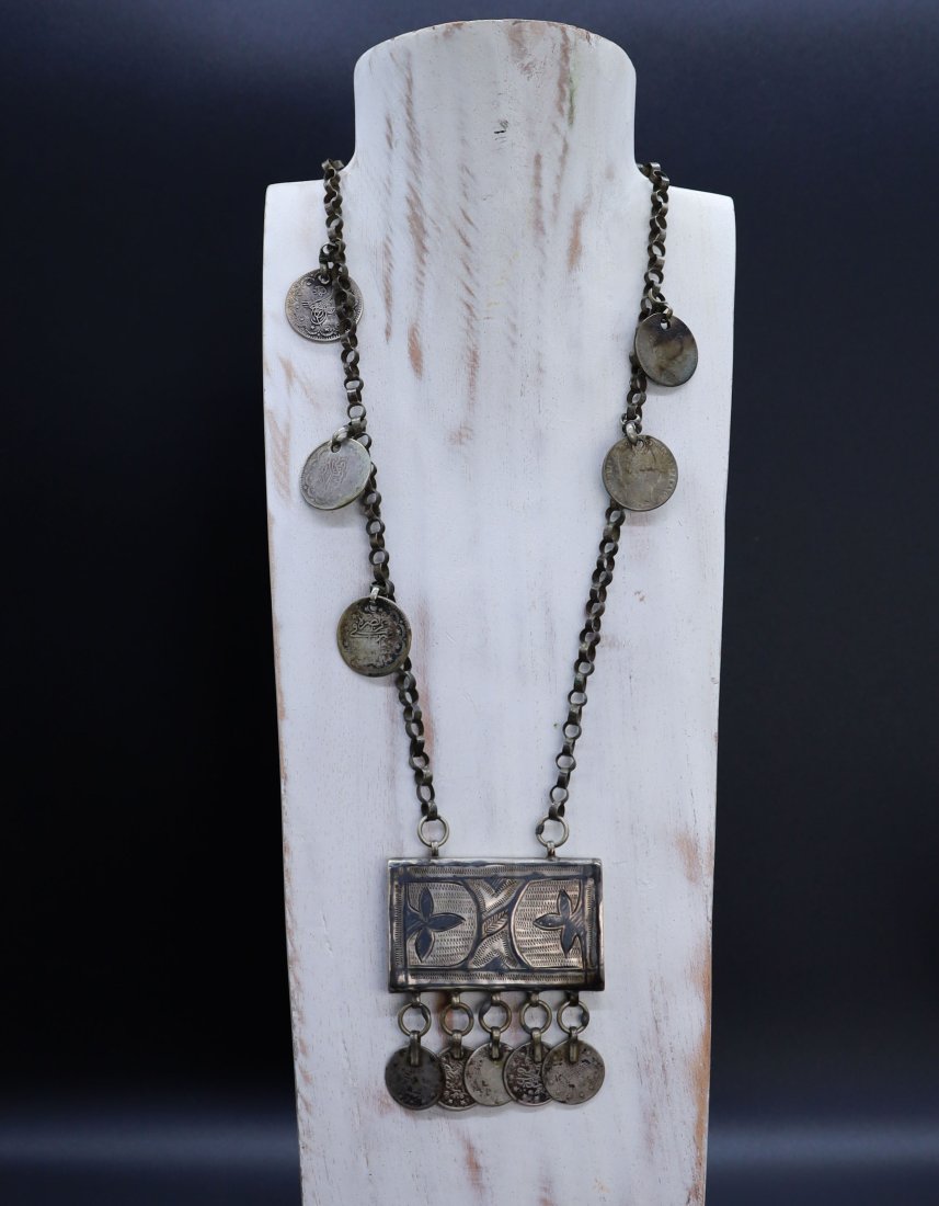 Antique and So Unique  Mid Eastern Niello Amulet Currency Necklace (1 of 7)