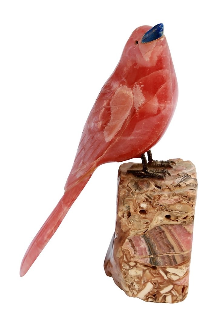 Mineral Carved Bird Statue / Figurine on Quartz Stand (1 of 5)