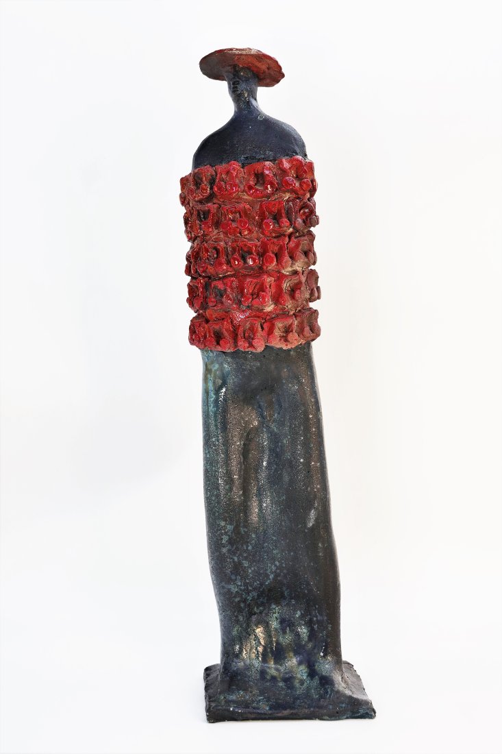 Paolo Staccioli "Warrior with Hat" Sculpture Signed: "Warrior With Hat", signed 2007 Paolo Staccioli (Florence b.1943), Ceramic hand-built, glazed Paolo Staccioli has won an enormous amount of praise and recognition both from critics and from the genera