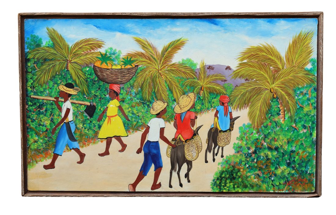 Jacques- Richard Chery Haitian Art B1928 - Original Oil on board signed lower right (1 of 4)