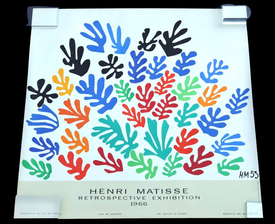 Henri Matasse 1966 retrospective exhibition poster: Henry Matisse 1966 Poster printed in France by Mourlot