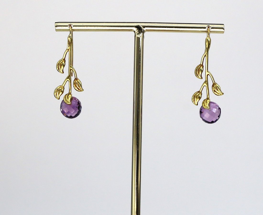 14k Yellow Gold Amethyst Drop earrings (1 of 3)