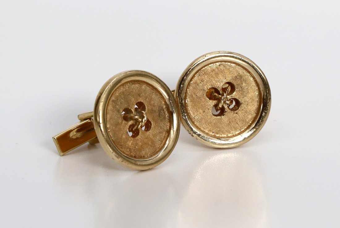 Vintage Pair of 14k Yellow Gold Button Cufflinks 19.4GRAMS (1 of 5)