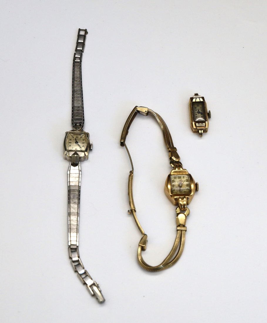 3 - 14K GOLD faced Women's Vintage watches- Wittnauer ,Bulover and unknown (1 of 7)