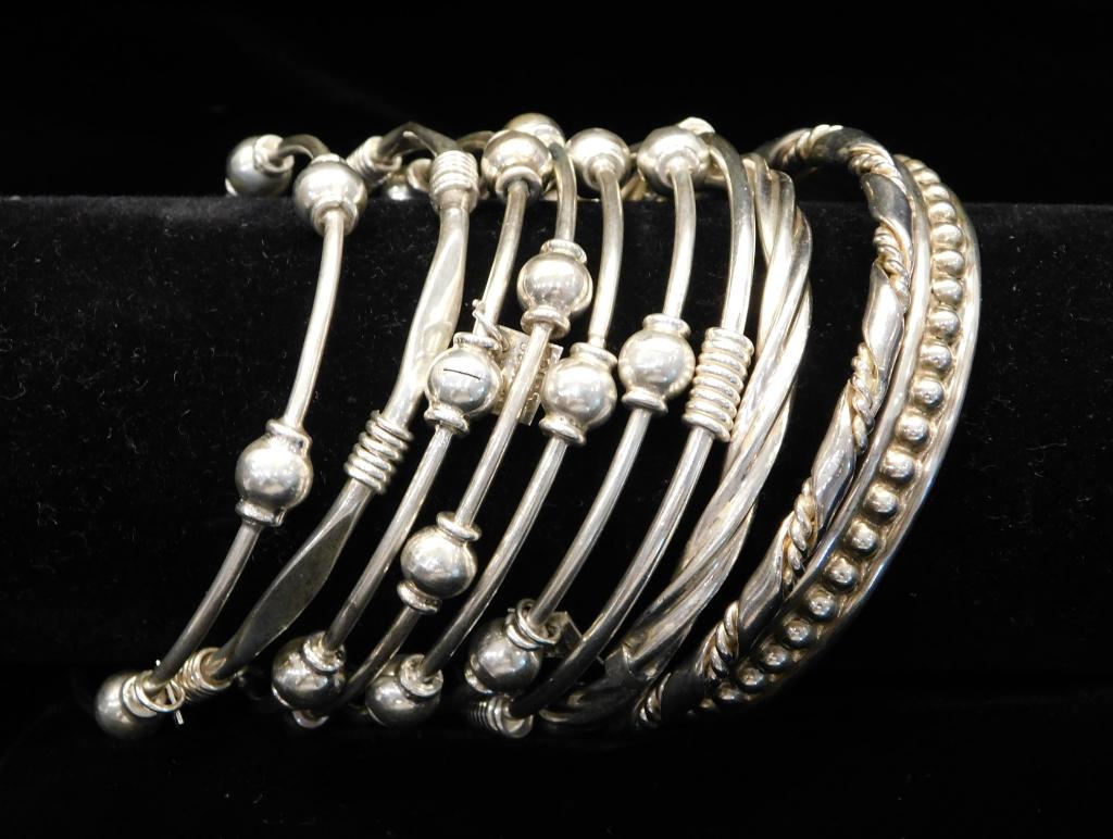 LOT OF (10) HEAVY STERLING SILVER BRACELETS (1 of 1)