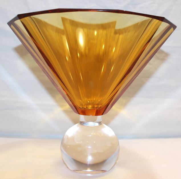 MOSER LARGE HEAVY AMBER GLASS VASE (1 of 2)