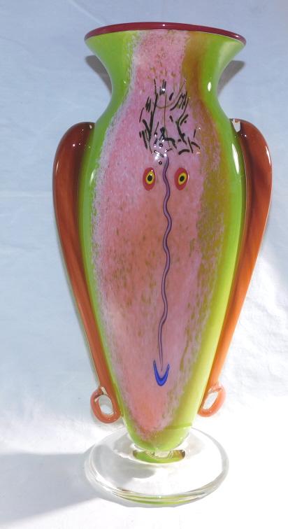LARGE HEAVY RARE SIGNED MURANO FACE VASE (1 of 2)
