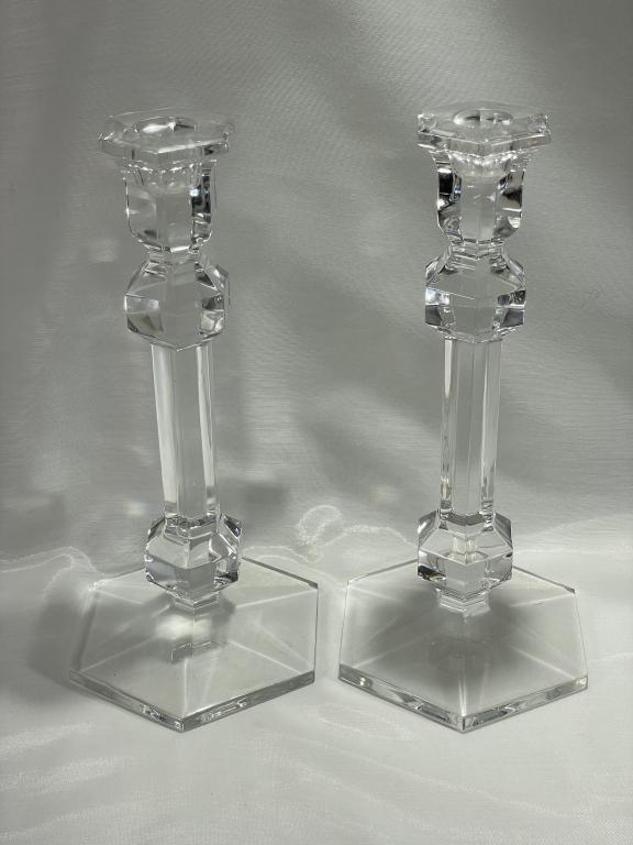 PAIR OF  VAL ST LAMBERT CRYSTAL CANDLE STICKS (1 of 4)