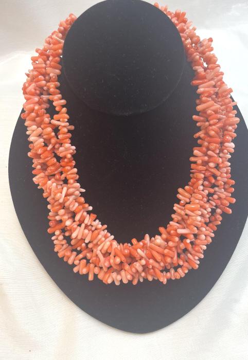 HEAVY CORAL & STERLING MULTI STRAND NECKLACE (1 of 2)