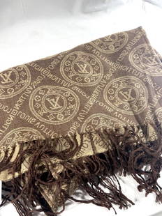 LOUIS VUITTON NEW LADIES SCARF: Measures 30" X 26" also has the Louis Vuitton label made in Italy, never worn