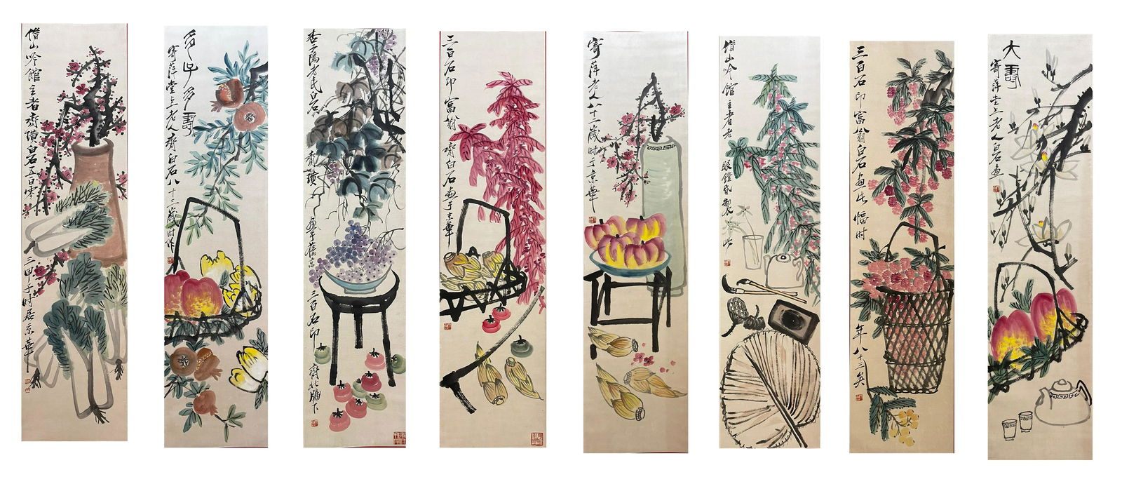 A LANDSCAPE PAINTING PARPER SCROLL QI BAISHI MARK: L:136cmW:34cm