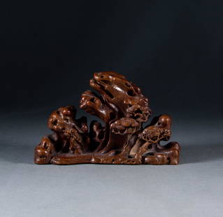 QING DYNASTY - BAMBOO CARVED SHANZI ORNAMENTS: H:9cm,W:15cm,Weight:90g