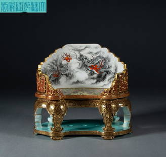 QING DYNASTY - ENAMEL DRAGON DECORATION: H:15cm,W:16cm,Weight:760g