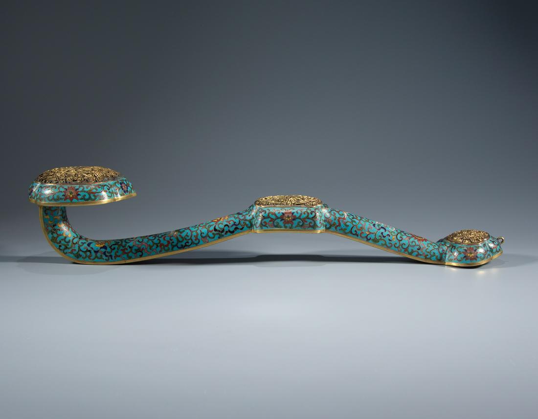 QING DYNASTY - FILIGREE ENAMEL RUYI (1 of 10)