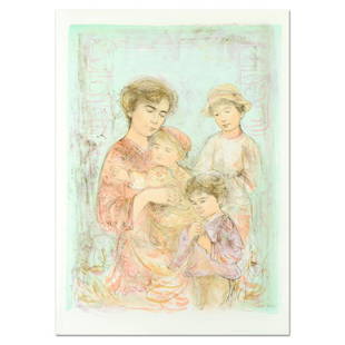 Edna Hibel (1917-2014), "Lotte and Her Children": Edna Hibel (1917-2014), "Lotte and Her Children" Limited Edition Lithograph, Numbered 6/9 and Hand Signed with Certificate of Authenticity.