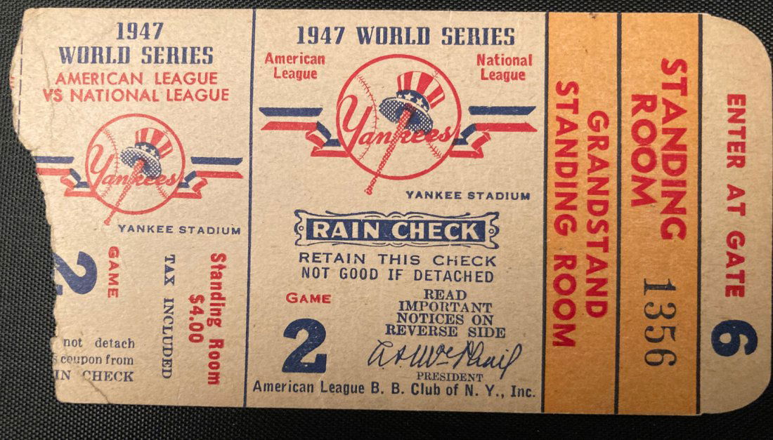 1947 World Series Ticket GM 2 Jackie Robinson 1st Black (1 of 2)