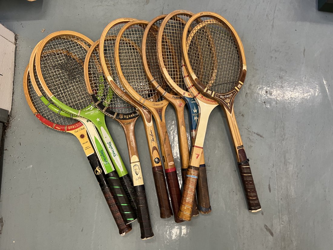 RARE COLLECTION OF WOODEN TENNIS RACKETS (10): RARE COLLECTION OF WOODEN TENNIS RACKETS (10)