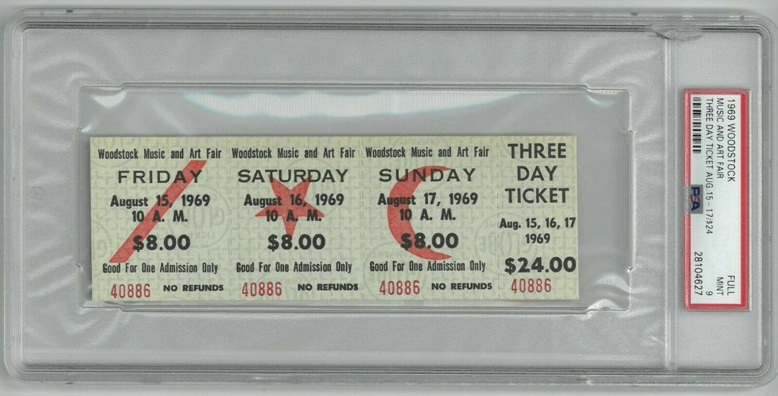 1969 Woodstock Music & Art Fair Orig 3 Day Full Ticket (1 of 1)