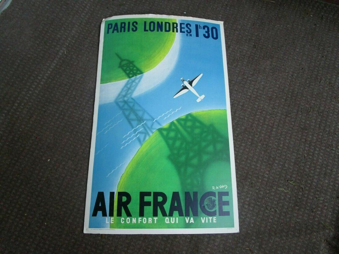 VINTAGE PARIS AIR FRANCE TRAVEL POSTER 1977 24X39 (1 of 1)