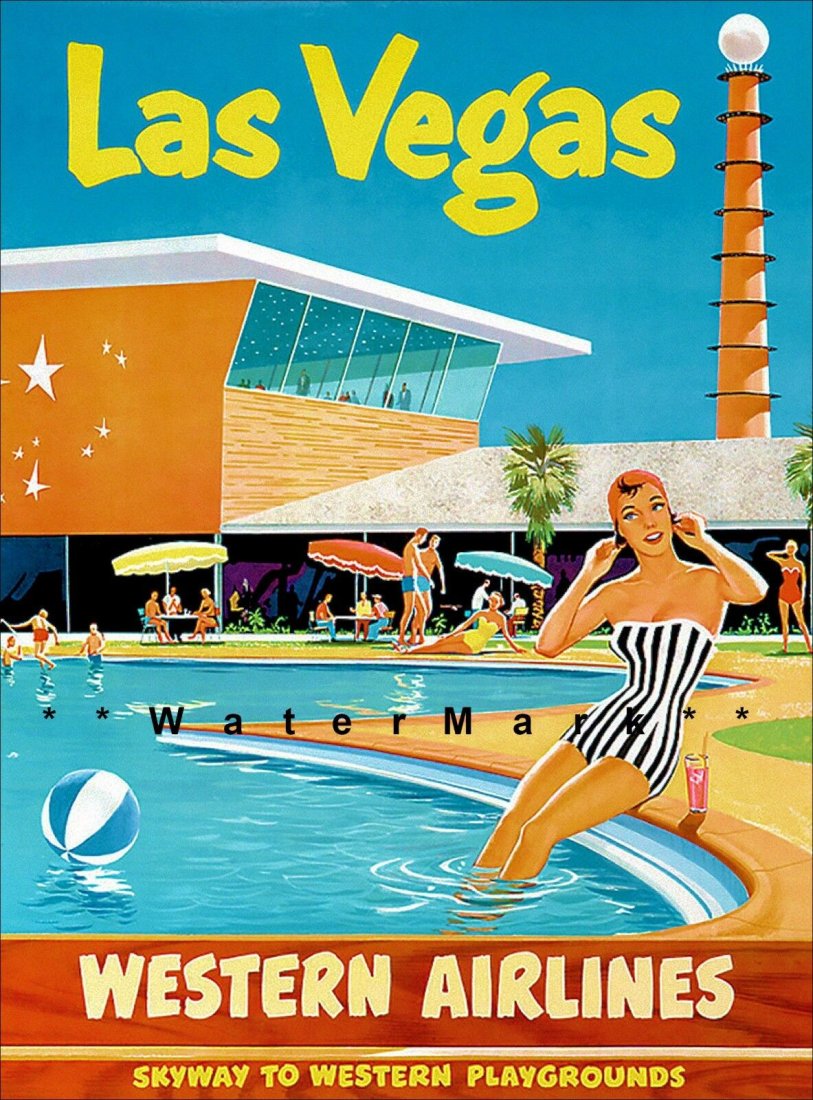 wow !! Las Vaegs Western Air Vintage Poster (1 of 1)