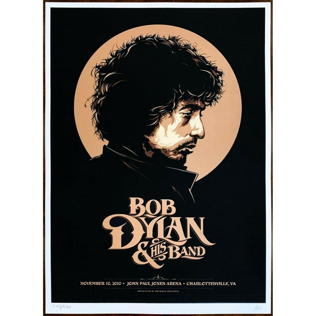 Bob Dylan Concert Poster Charlottesville Virginia John Paul Jones Arena 2010 original 18" x 24" (1 of 1)