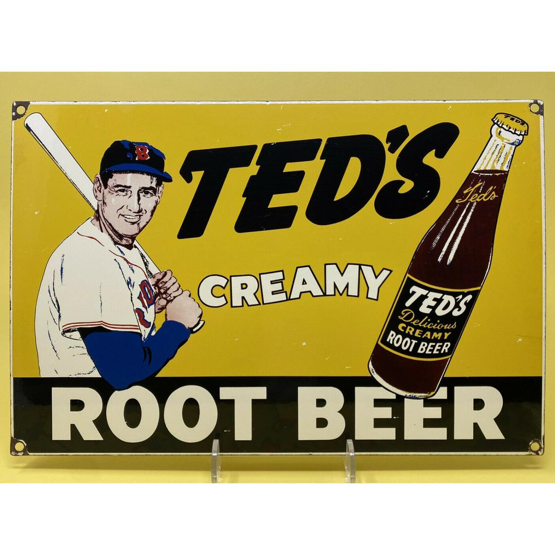 VINTAGE TEDS ROOT BEER PORCELAIN SIGN GAS STATION PUMP PLATE A & W COCA COLA DEW 15 x 10 INCHES (1 of 1)
