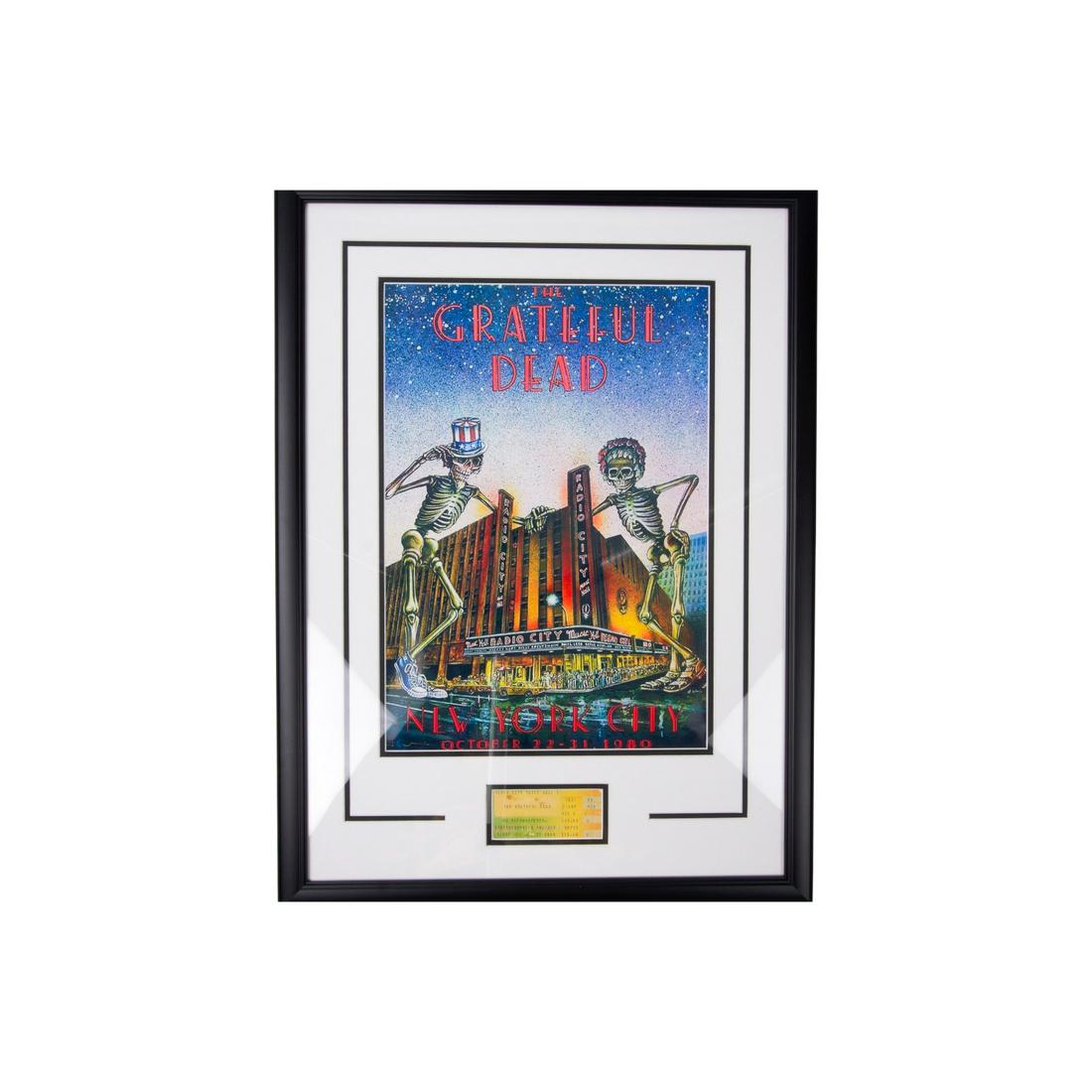 The Grateful Dead Poster Photo w/ ORIGINAL Radio City Musical Hall Ticket (1 of 1)