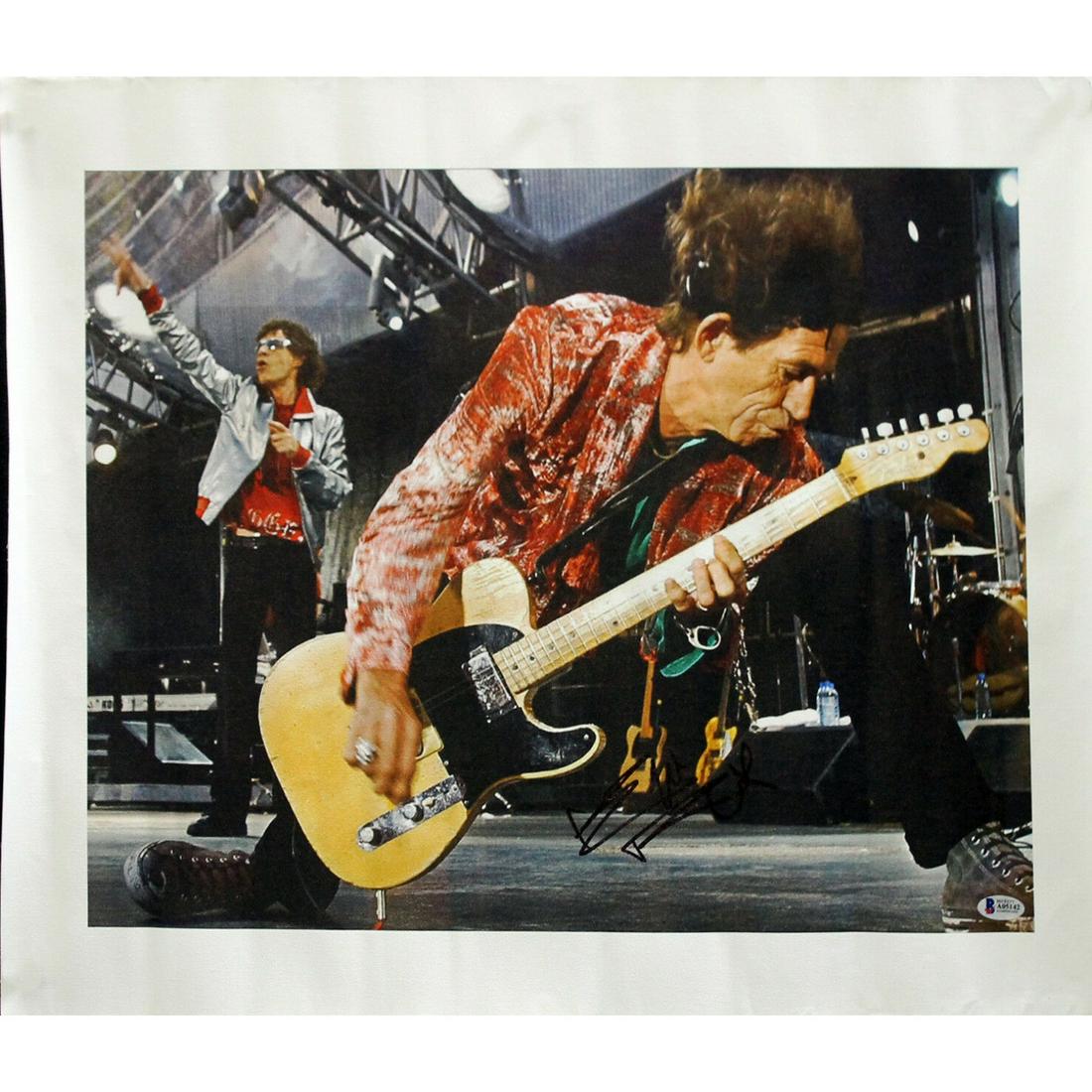 Kieth Richards The Rolling Stones Authentic Signed 16x20 Canvas BAS (1 of 2)