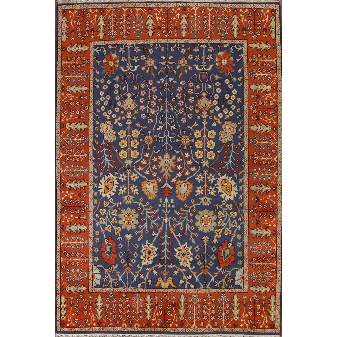 Blue/ Rust Geometric Heriz Indian Area Rug Hand-knotted Rug Wool Carpet 8'x10' (1 of 1)