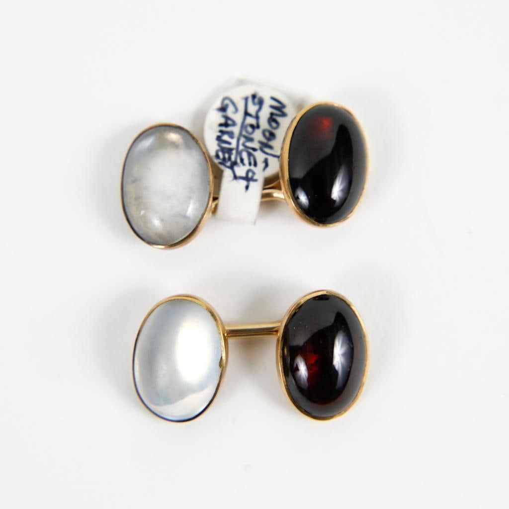 14K Garnet and Moonstone Cufflinks (1 of 6)