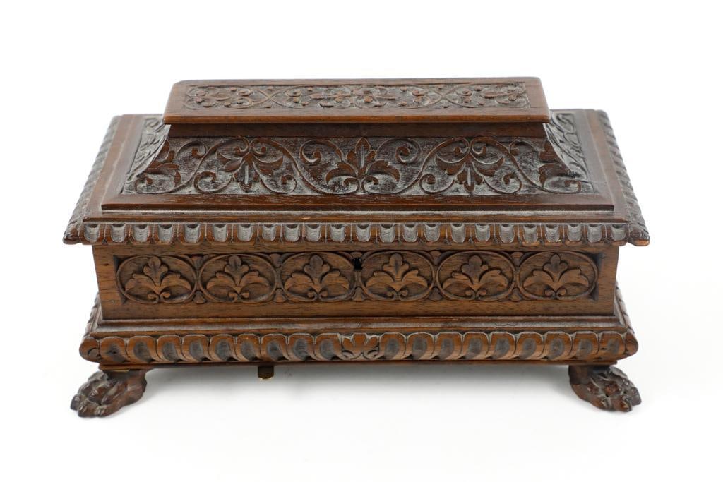 Antique Carved Oak Cylinder Music Box (1 of 8)