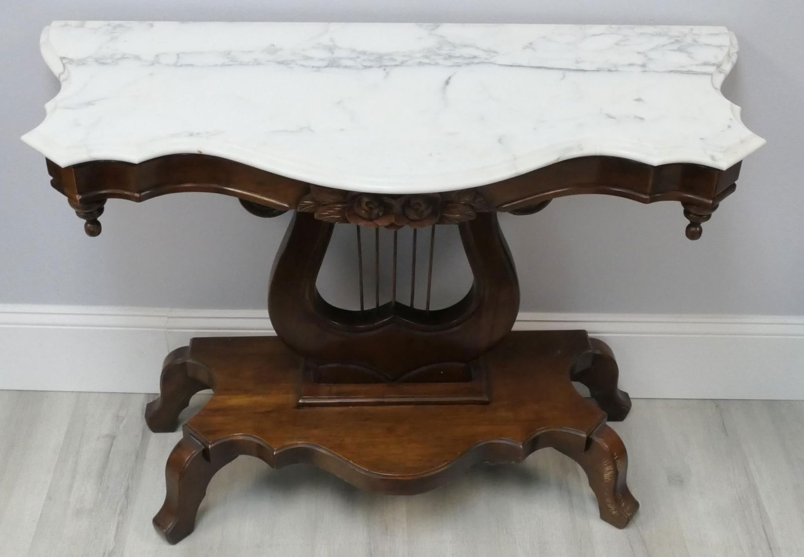 Marble Top Lyre Post Side Table (1 of 7)