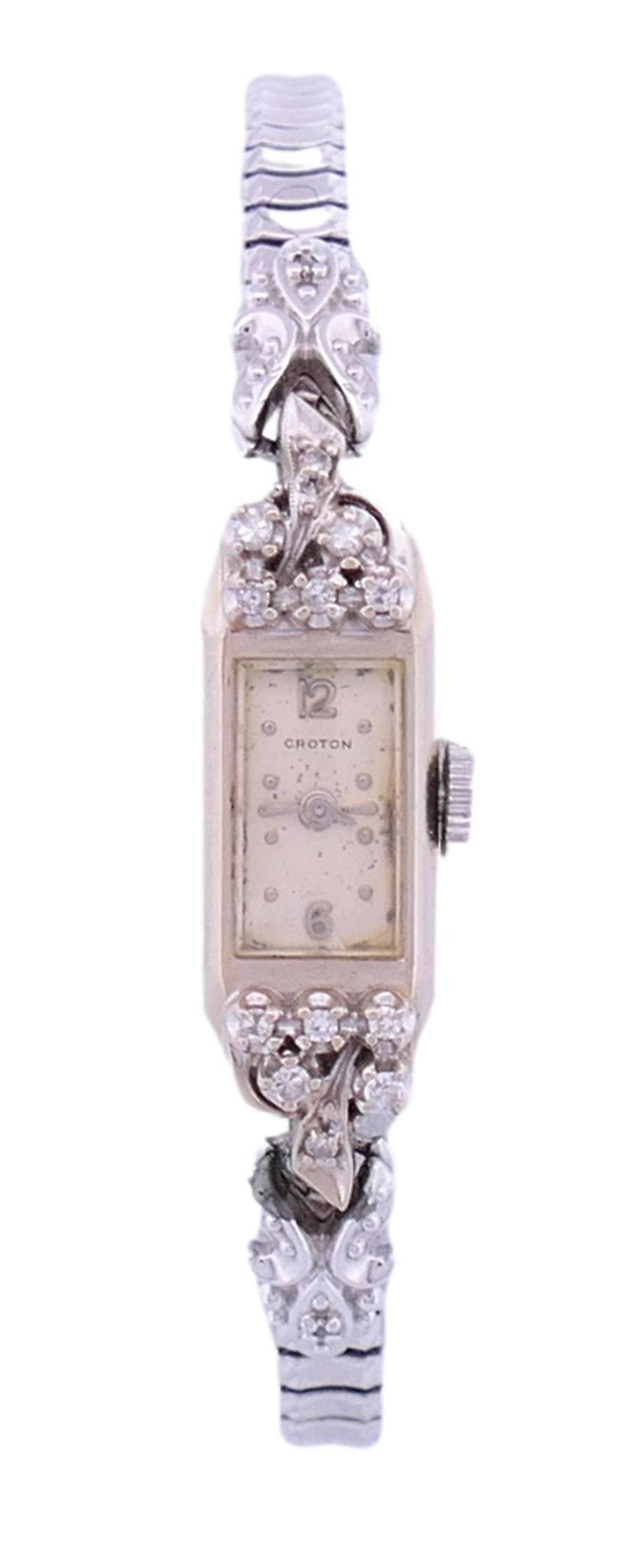 14K Croton White Gold & Diamond Cocktail Watch (1 of 5)