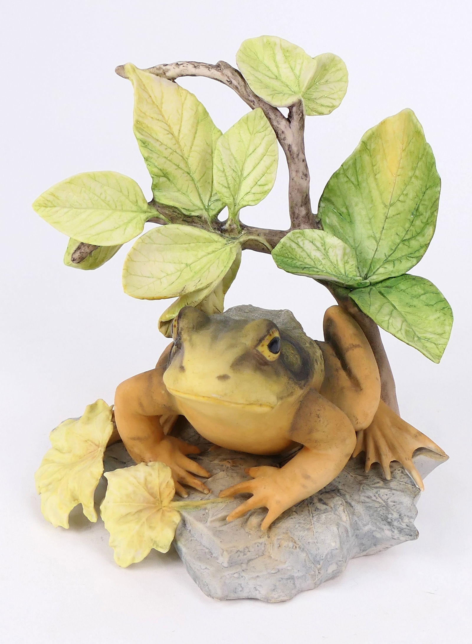 Cybis "American Bullfrog" Porcelain Figurine: Porcelain figurine by Cybis titled "American Bullfrog", signed. Size: 5.5"w x 4"d x 6"h