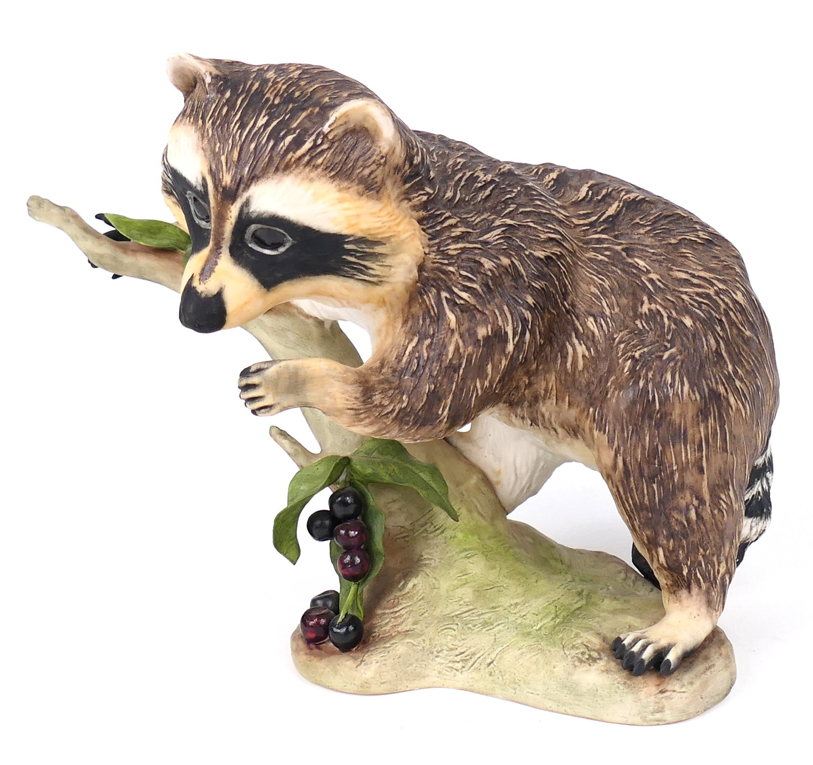 Cybis "Raffles the Raccoon" Porcelain Figurine: Porcelain figurine by Cybis titled "Raffles the Raccoon", signed. Size: 8"w x 7"h
