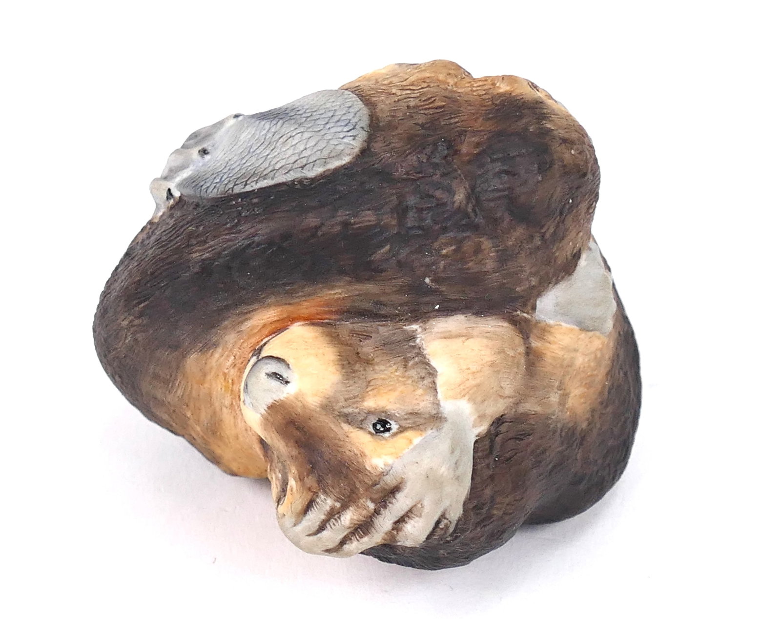 Boehm "Beavers in the Round" Porcelain Figurine: Porcelain figurine by Boehm titled "Beavers in the Round", signed. Size: 2"h