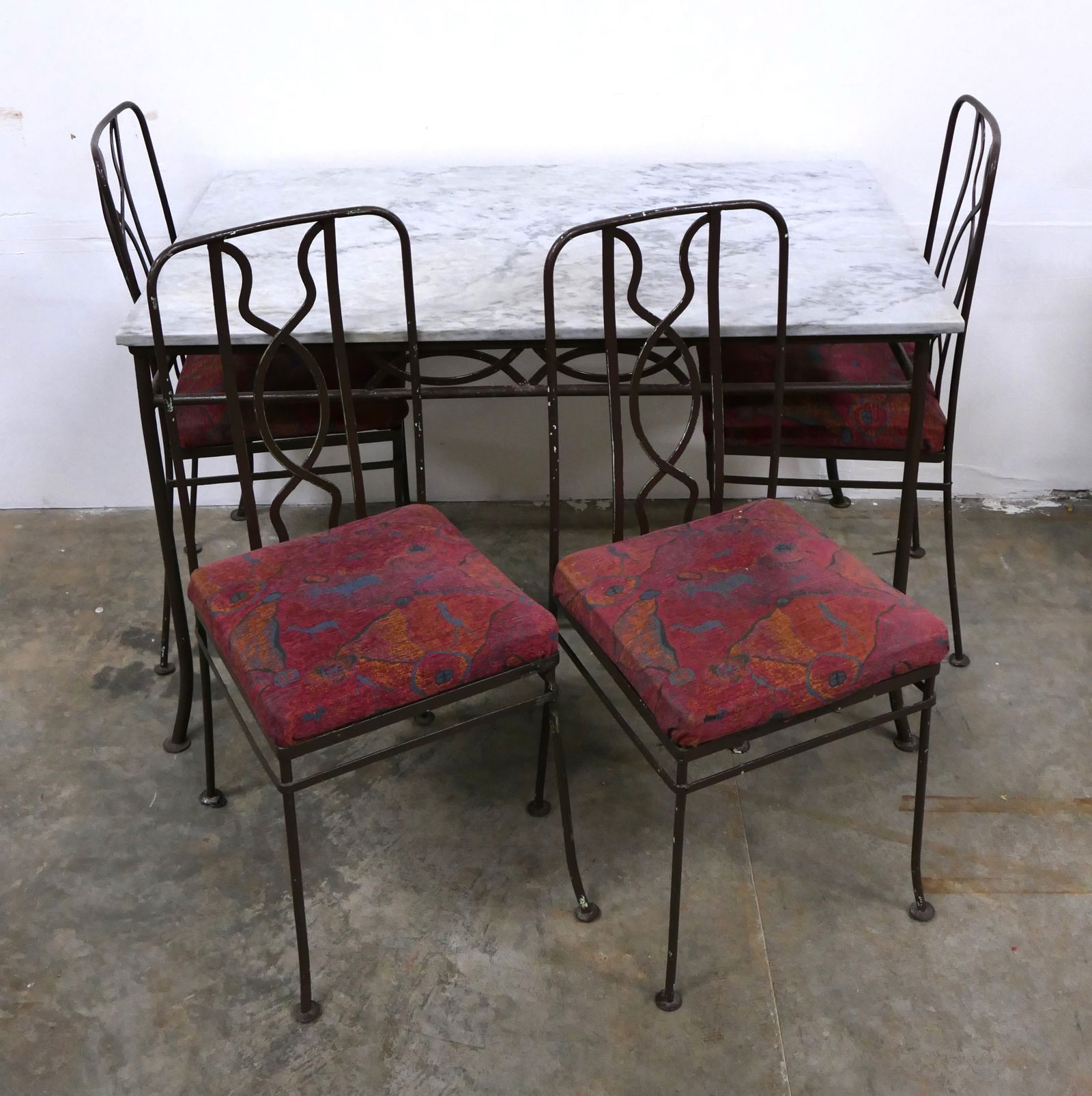 Marble Top Wrought Iron Table and Four Chairs (1 of 9)