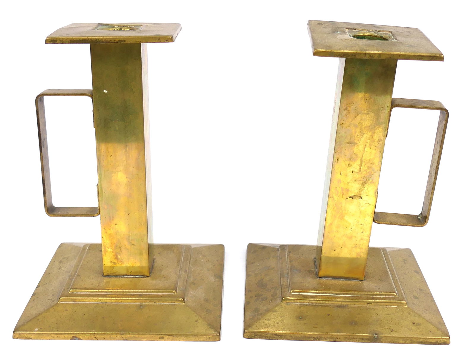 Solid Brass Arts And Crafts Candlestick Pair (1 of 6)