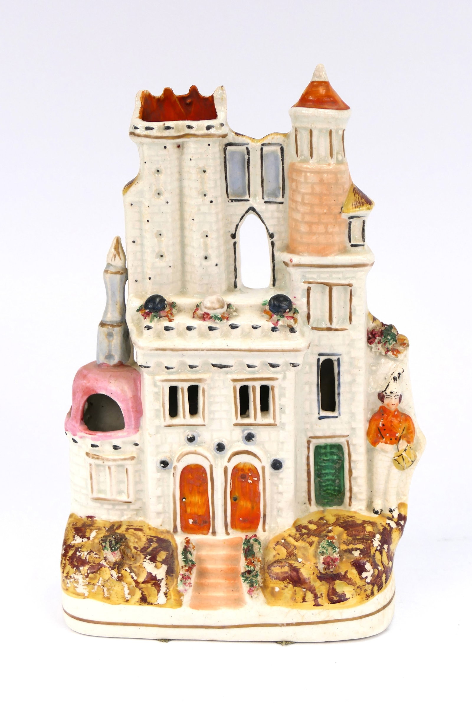 Antique Staffordshire Porcelain House Bud Vase (1 of 4)