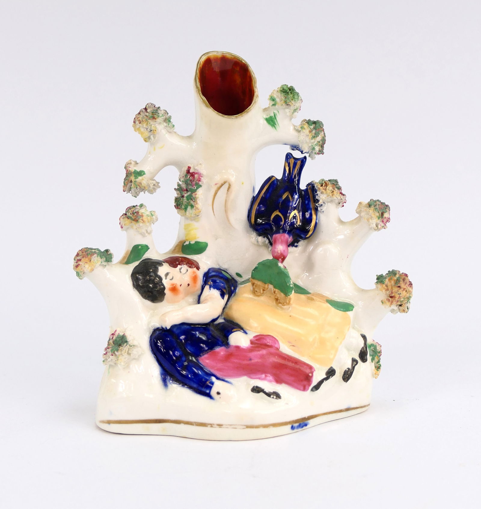 Antique Staffordshire Reclining Couple Bud Vase (1 of 5)