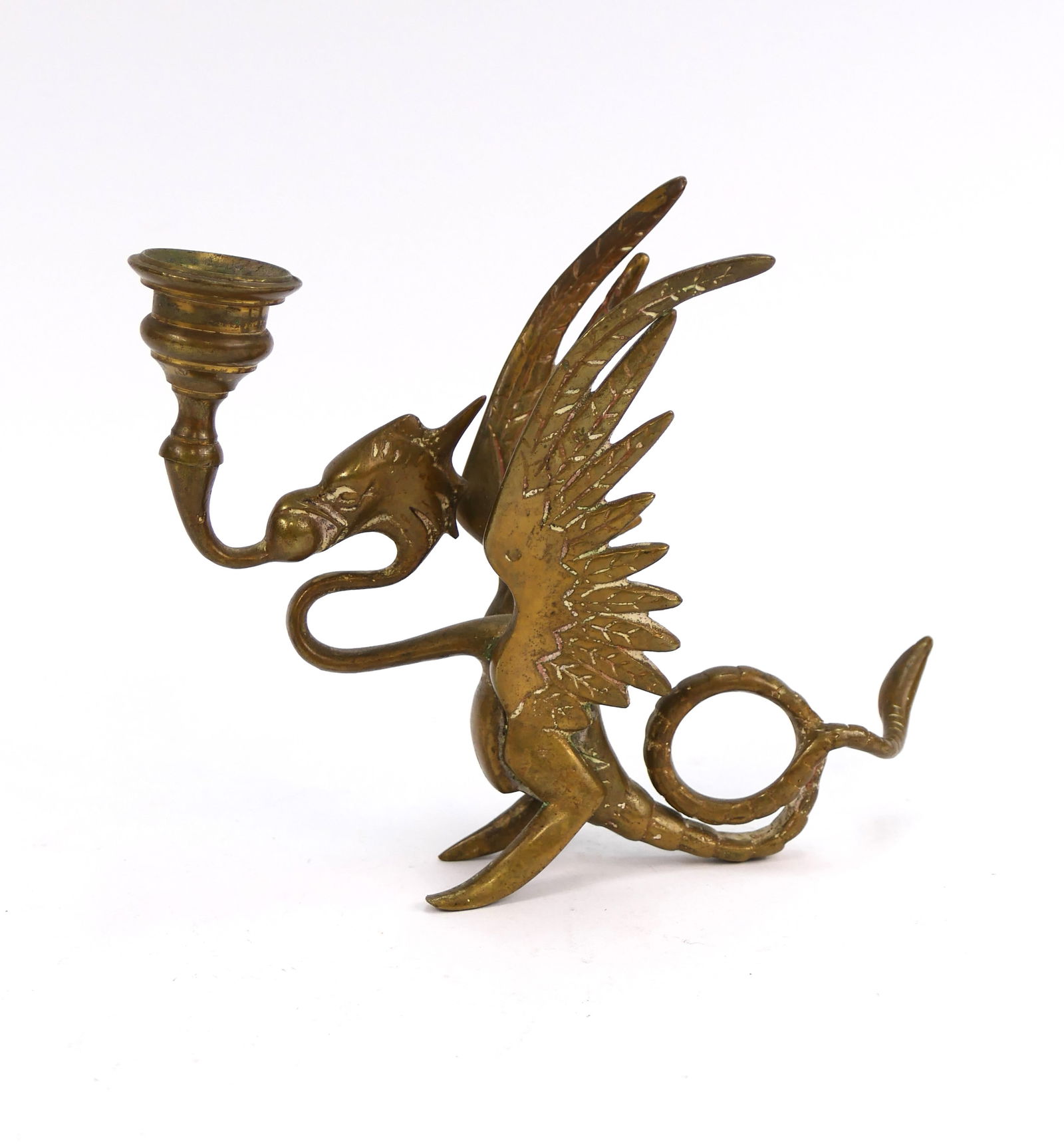 Brass Dragon Finger Candlestick (1 of 4)