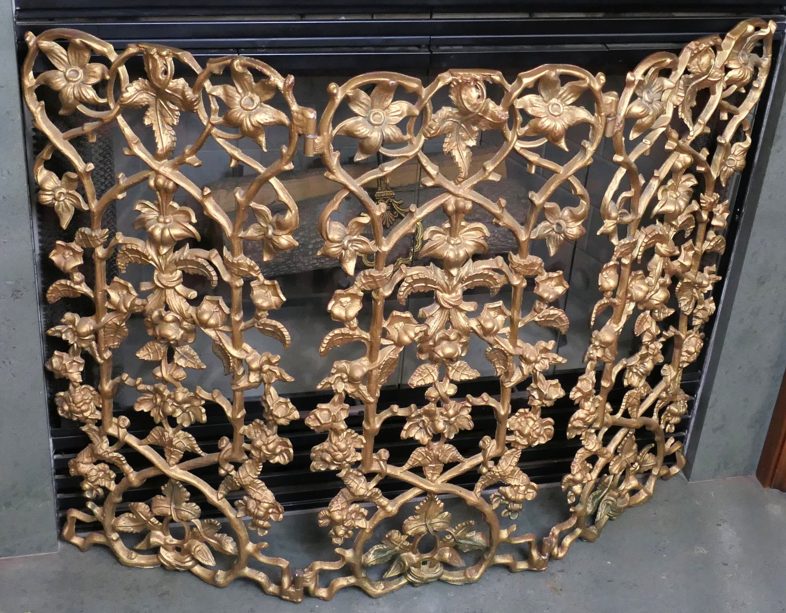 Three Panel Bronze Fire Screen (1 of 4)