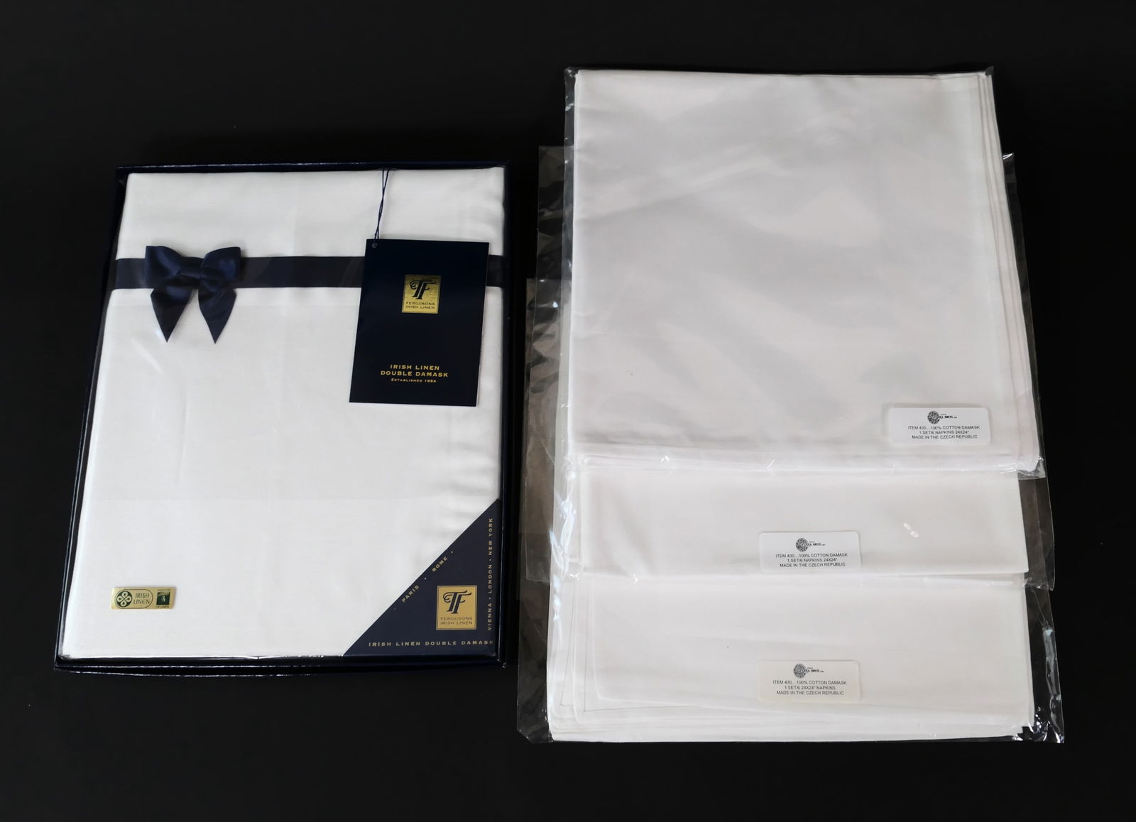 Irish Linen Tablecloth and Damask Napkins (1 of 4)