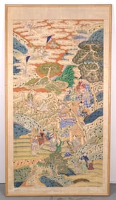 Hand Painted Silk Asian Artwork on Board